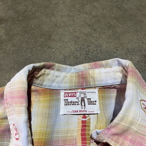 Vintage 50s Levi's Western Wear Plaid Cotton Pearl Snap - Picture 4 of 4